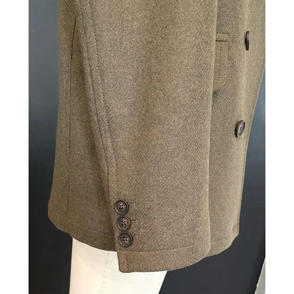 Ted Baker 273719 Mens Olive Green Wool Blend Peacoat Size 2 (M)